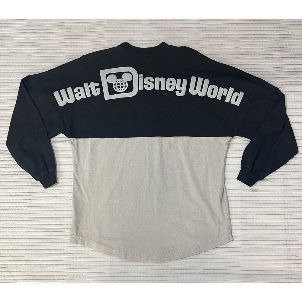 Walt Disney World Spirit Jersey Black Gray Long Sleeve Two Tone Mens Sz Small